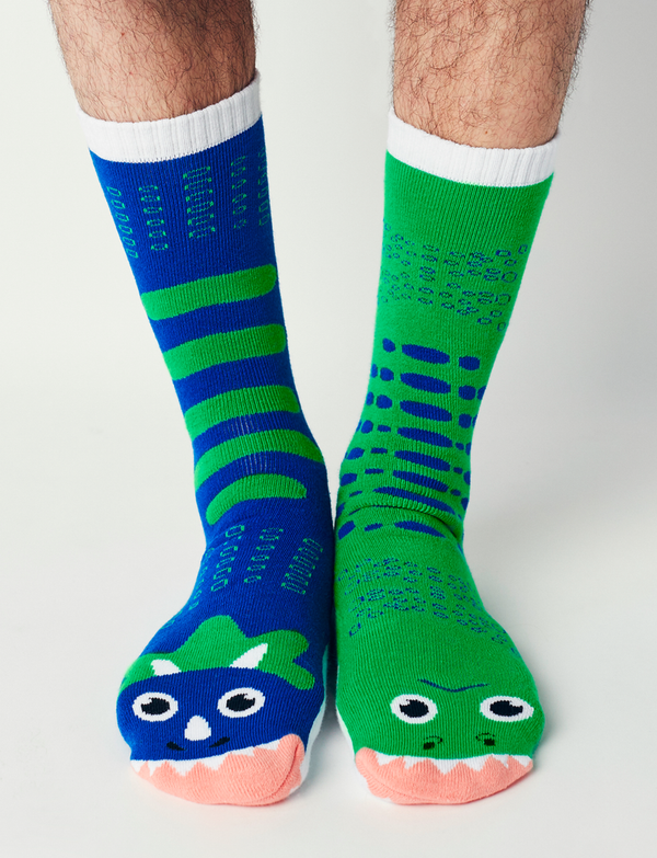 ADULT T-REX & TRICERATOPS SOCKS