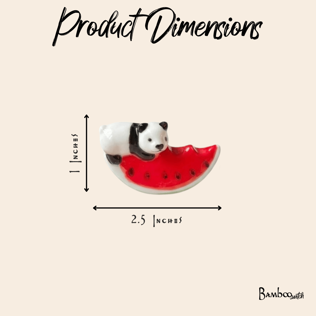 Set of 2 Panda & Watermelon Chopstick Rests displayed together