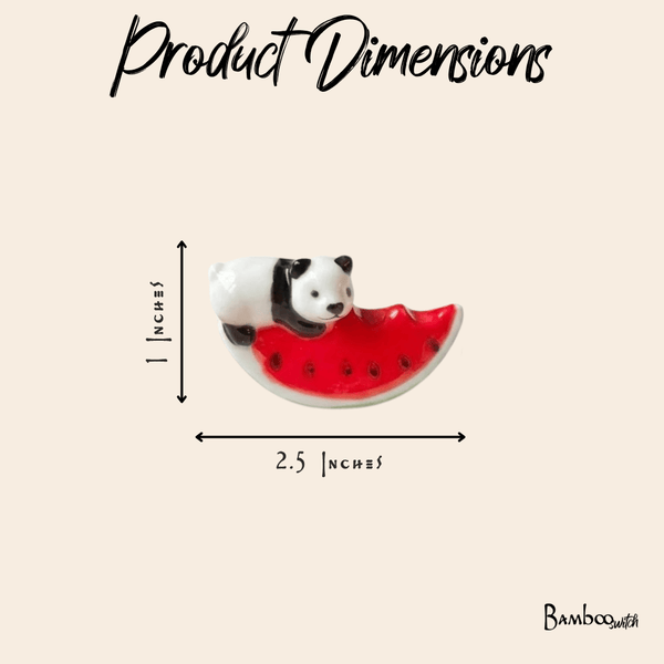 Set of 2 Panda & Watermelon Chopstick Rests displayed together