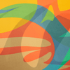 Colorful abstract pattern with geometric shapes on a yellow background