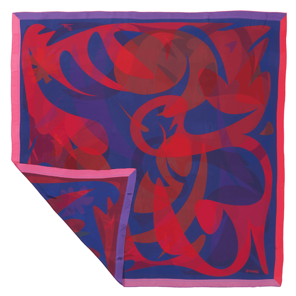Patient Heart 50-inch mulberry silk furoshiki gift wrap with original artwork by Essery Waller, flat lay showing full print design