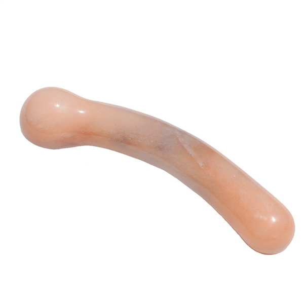 Peach Aventurine Bulbous Crescent crystal pleasure wand by Gemstone Yoni, smooth polished natural stone