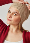 Textured pearl white 100% baby alpaca beanie hat, front view