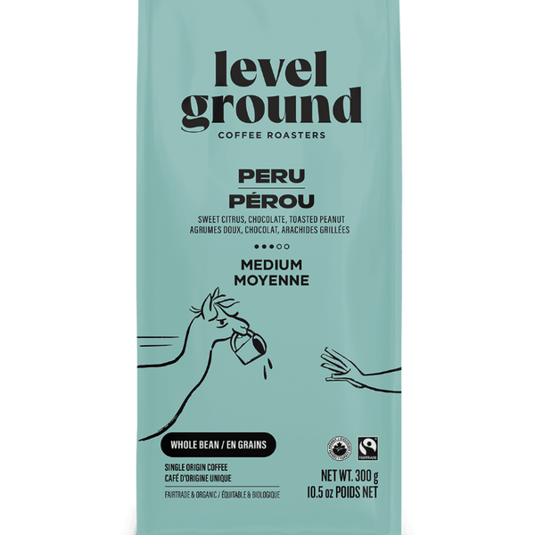 Peruvian medium roast coffee bag from Ethical Trade Co – Fair Trade certified and organic, roasted in small batches in Victoria BC