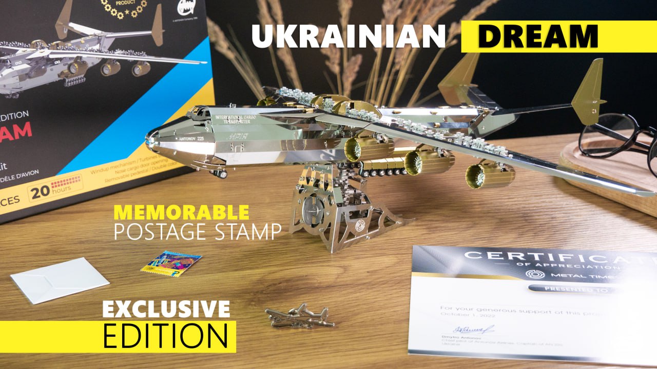 AN-225 Mriya model displayed in progress