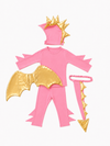 Pink Sky Dragon costume set laid out showing wings, horns, and tail