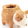 Coconut fiber dog-shaped planter on a white background