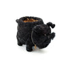 Black felted animal-shaped planter on a white background