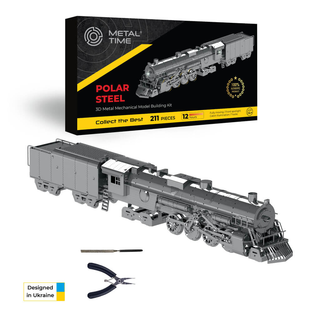 POLAR STEEL Mechanical Steam Train Model Building Kit