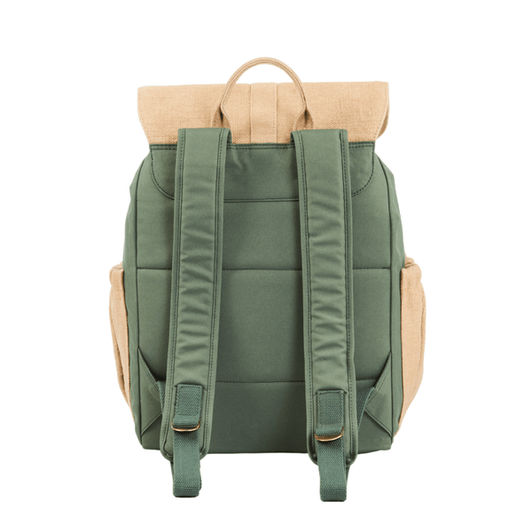 Prithi Pack Backpack with cotton and jute blend lid and metal clip closure