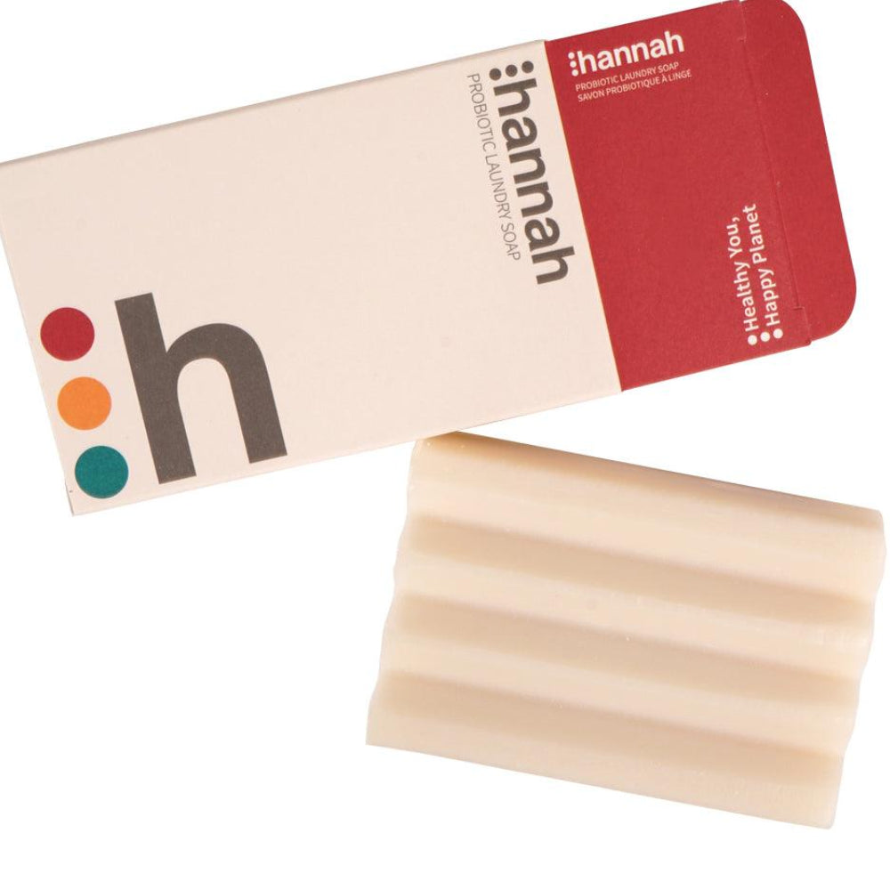 hannah Probiotic Laundry Soap Bar with EM and coconut oil formula on a clean white background