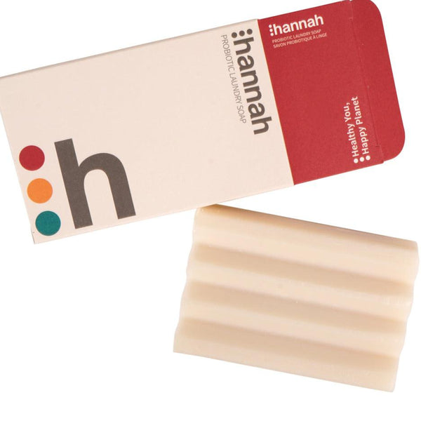 hannah Probiotic Laundry Soap Bar with EM and coconut oil formula on a clean white background