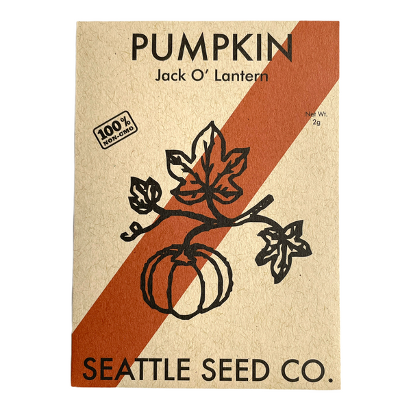 Jack O' Lantern pumpkin seed packet from Seattle Seed Company