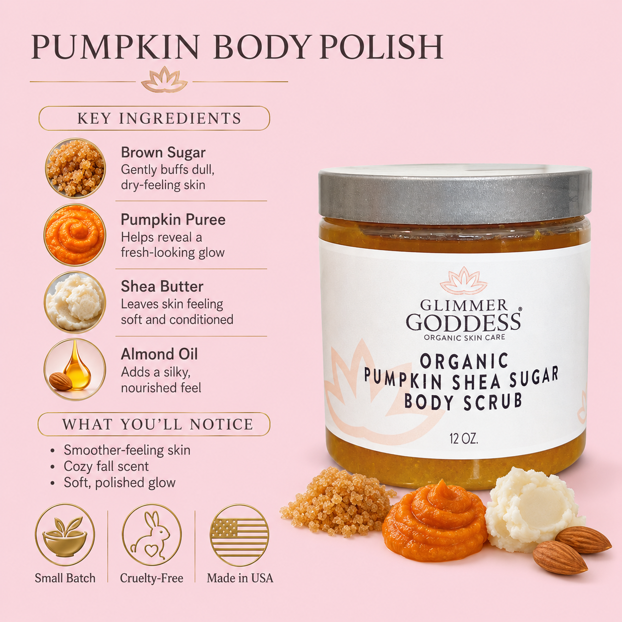 Organic Pumpkin Shea Sugar Body Scrub – Fall Exfoliator for Glowing Skin