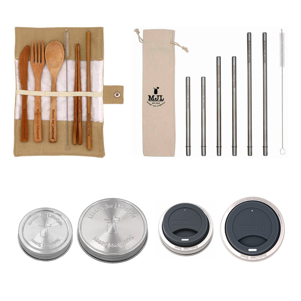 Zero Waste Starter Kit – Plastic-Free Mason Jar Accessory Set