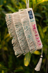 Recycled Fringe Clutch - Upcycled Jute Rice Bag Bag