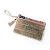 Recycled Fringe Clutch handmade from upcycled jute rice bags