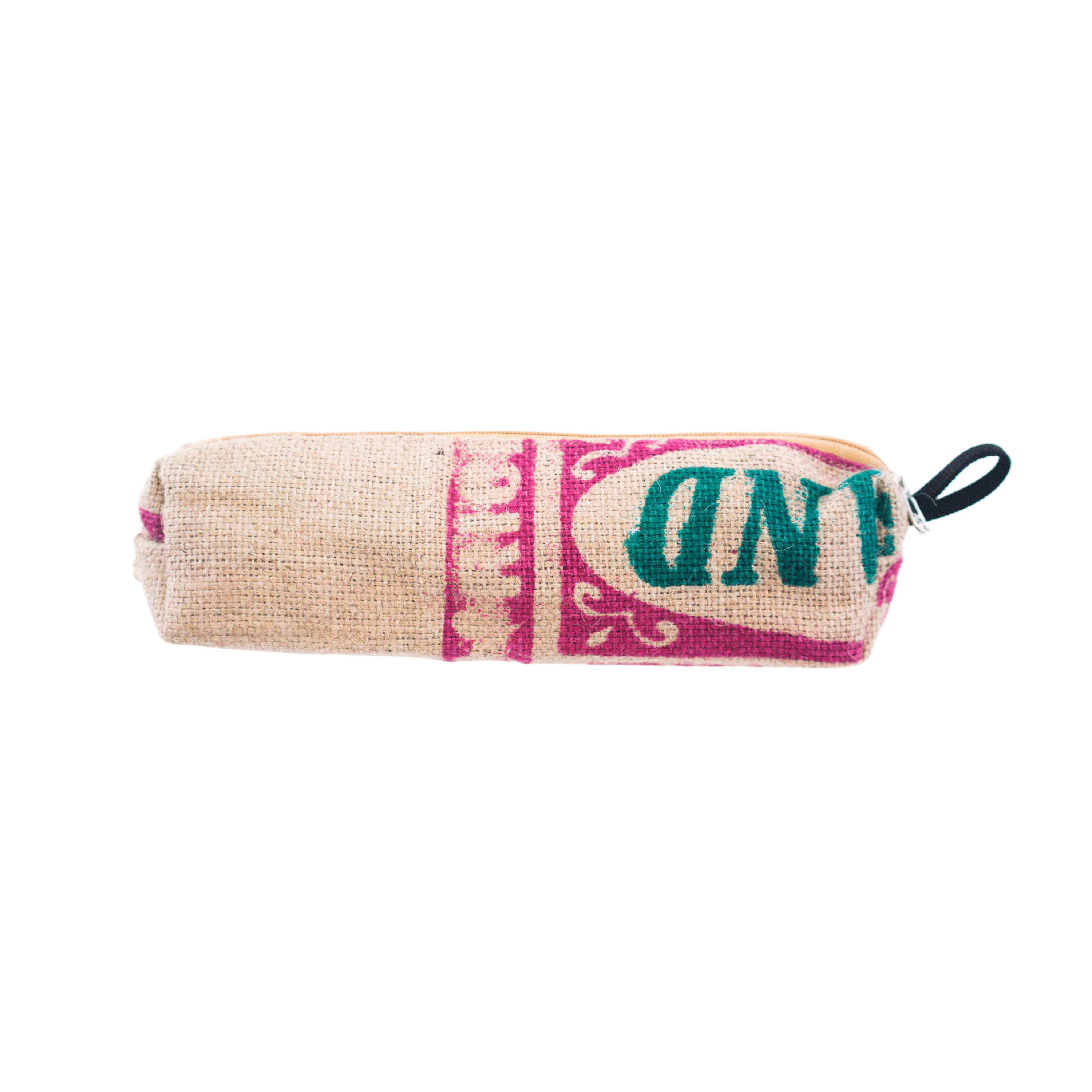 Close-up of Recycled Zipper Pouch showing zipper closure and fabric texture