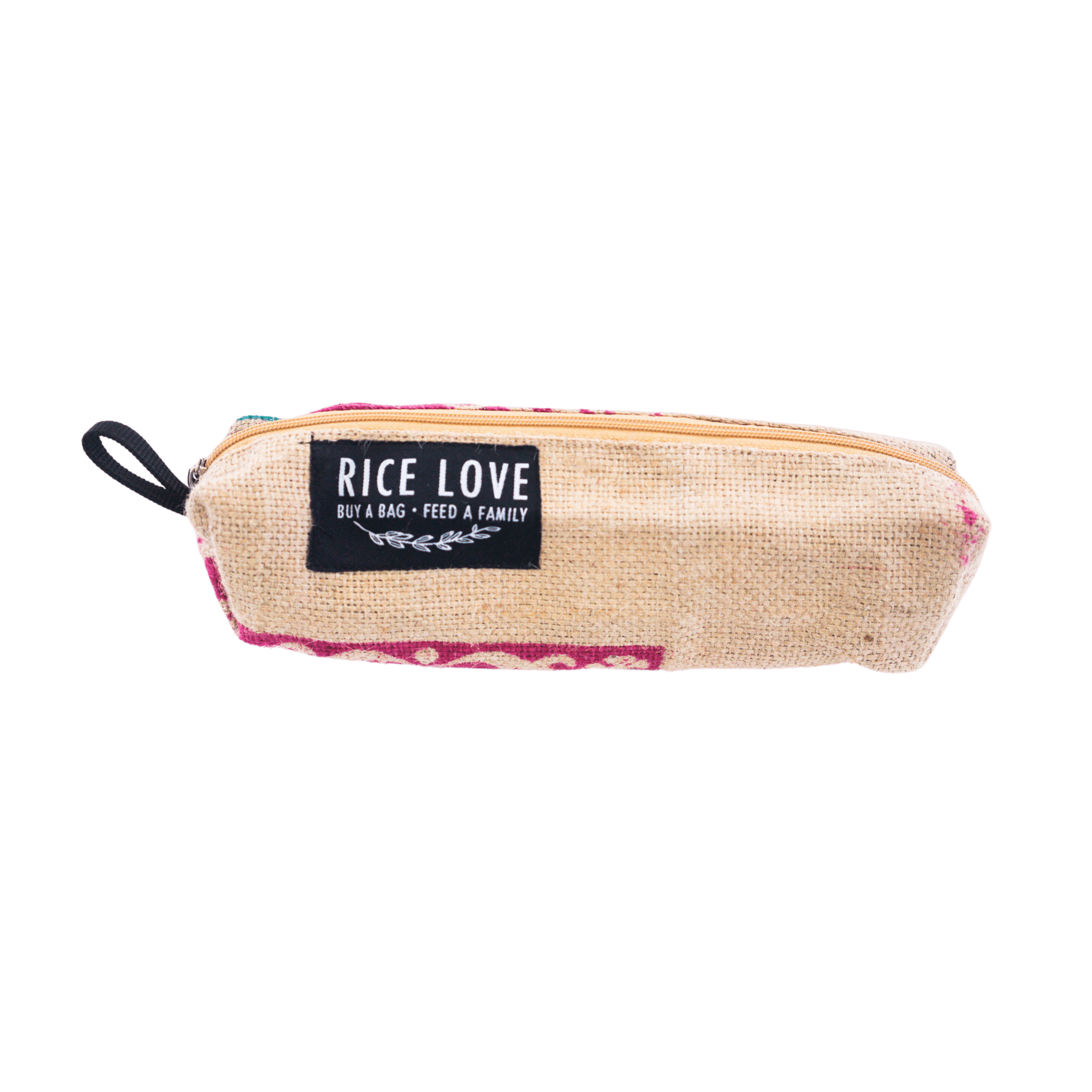 Recycled Zipper Pouch handmade from upcycled jute rice bag fabric
