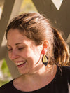 Recycled leather leaf-shaped brass earrings handmade by women in Ethiopia, Fair Anita