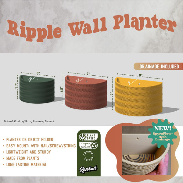 Eco-chic meets plant love! Ripple Wall Planter is 3D printed with bioplastic & has superior drainage. Shop modern, sustainable planters in various sizes & colors!