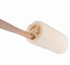 Natural sponge with wooden handle on a white background