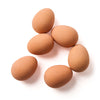 Set of six loose realistic rubber bouncy eggs by Elseware Unplug on a white background
