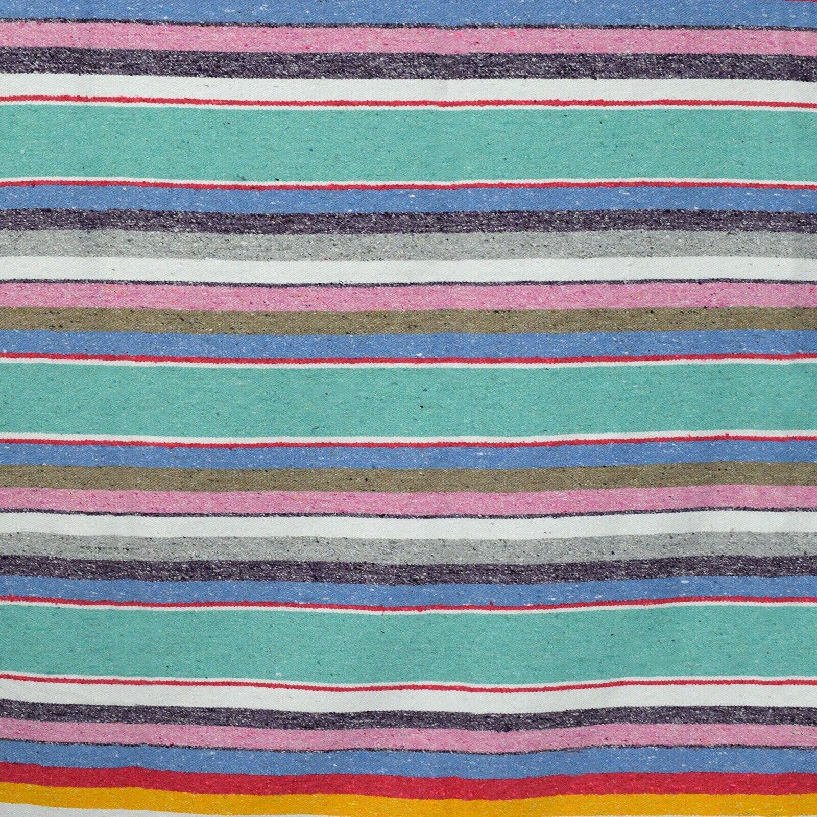 100% Cotton Serape Blanket - Mint Pastel