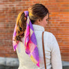Woman wearing the Furoshiki sari silk cloth as a head scarf