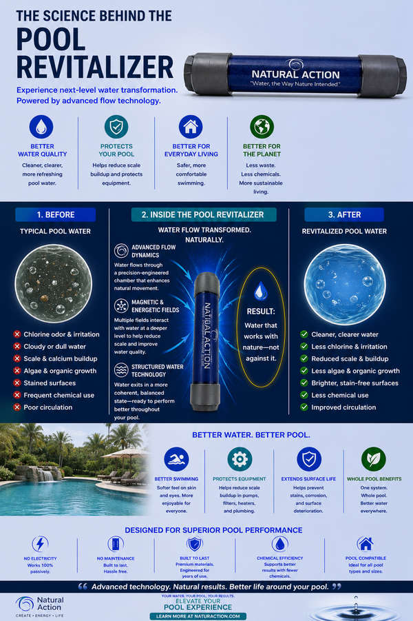 Science behind Natural Action structured water pool technology and vortex flow dynamics