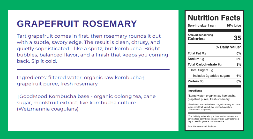 Grapefruit Rosemary Kombucha by GoodMood