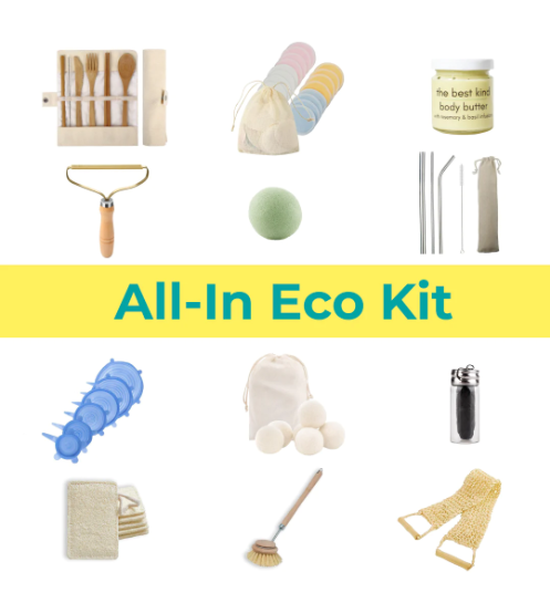 A photo of the zero waste starter kit, showing all of the products included.