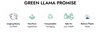 Green Llama Promise with icons and text on a white background