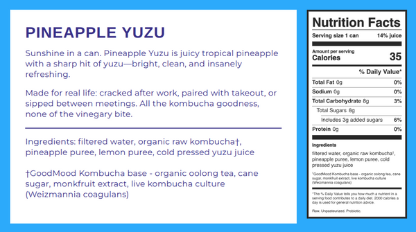 Pineapple Yuzu Kombucha - GoodMood Kombucha
