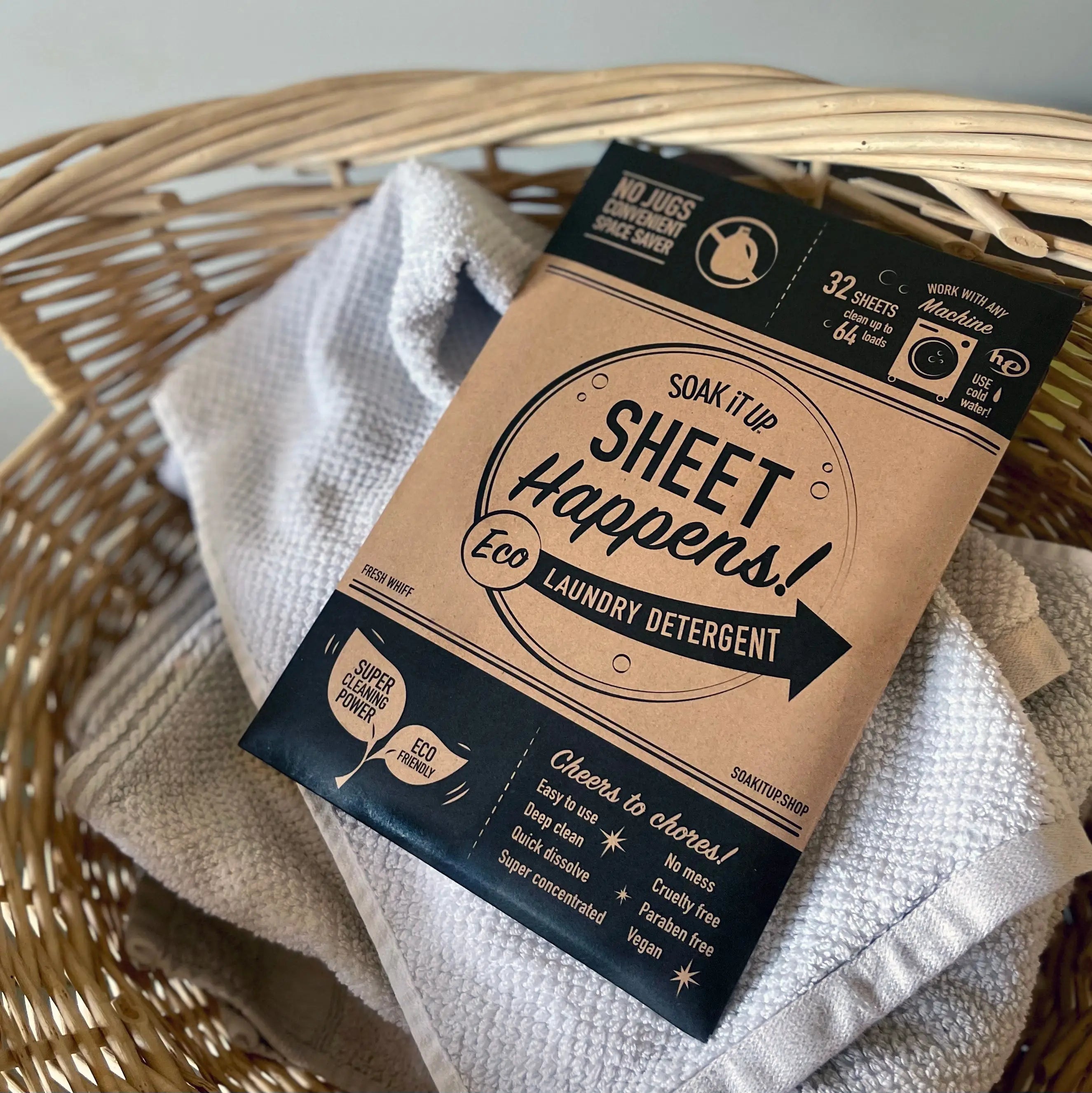 Sheet Happens eco laundry sheets compostable packaging – zero waste, plastic-free design