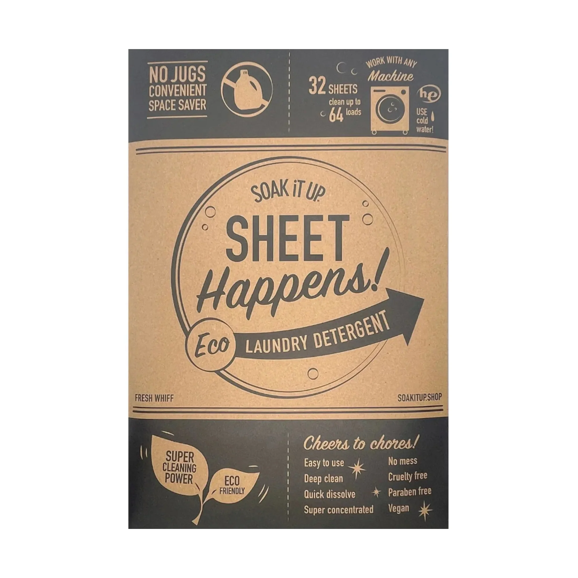 Sheet Happens laundry detergent sheets value pack – up to 64 loads, sustainable gift idea under $20