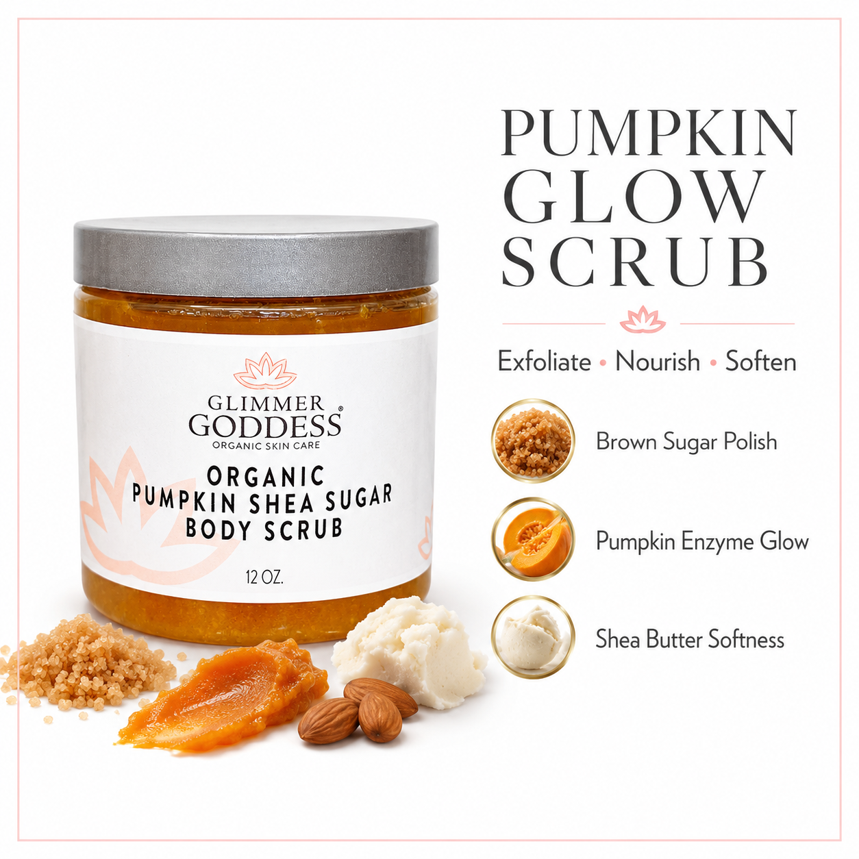 Organic Pumpkin Shea Sugar Body Scrub – Fall Exfoliator for Glowing Skin