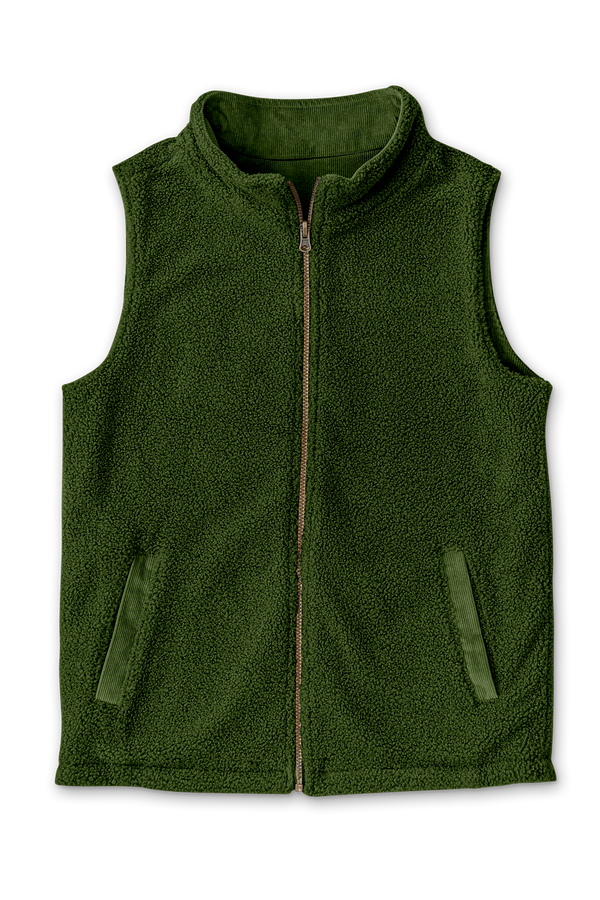 ADULT SHERPA/CORDUROY REVERSIBLE VEST | SPRUCE