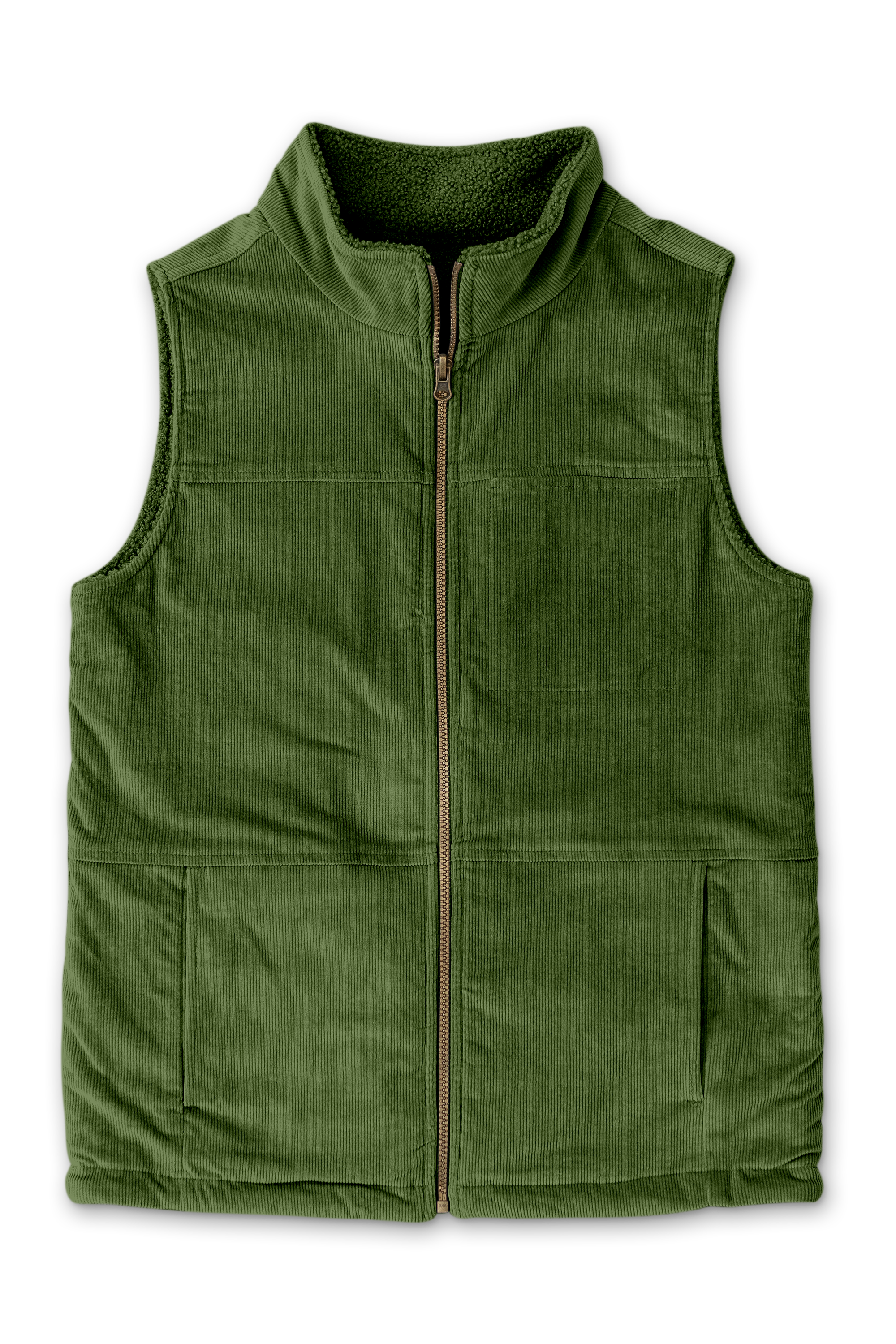 ADULT SHERPA/CORDUROY REVERSIBLE VEST | SPRUCE