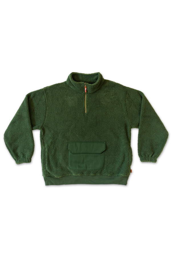 ADULT SHERPA ZIP PULLOVER | SPRUCE