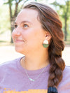 Silver and forest green Clear Horizon circle stud earrings by Fair Anita, nickel-free and ethically made in India