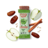 Skout organic kids snack bar with apples, dates, and cinnamon on a dark background