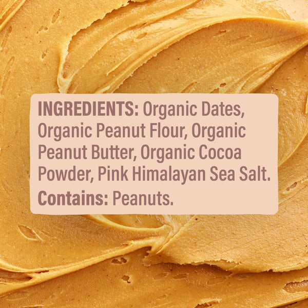 Close-up of a creamy texture with an ingredient label overlay.