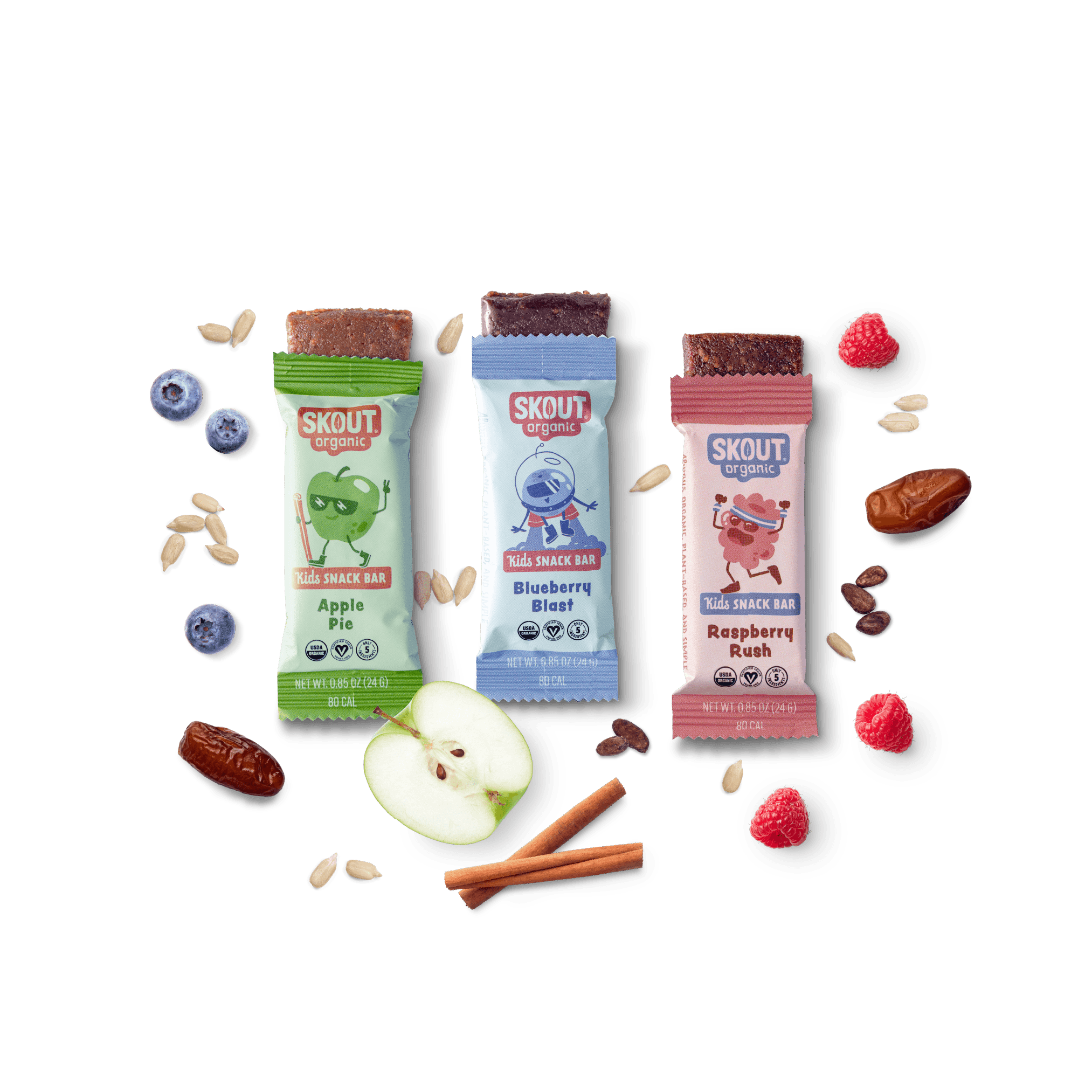 Skout Organic Kids Fruit Bar Variety Pack — nut-free, gluten-free, plant-based kids snack bars