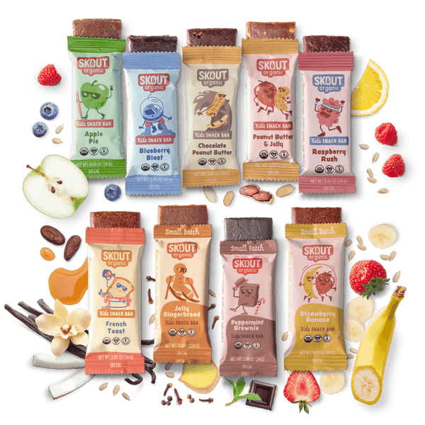 Skout Organic Small Batch Kids Snack Bar Variety Pack – 36 bars in 9 flavours, plant-based and gluten-free