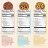 Three different types of cookies with their nutrition facts and ingredients listed.