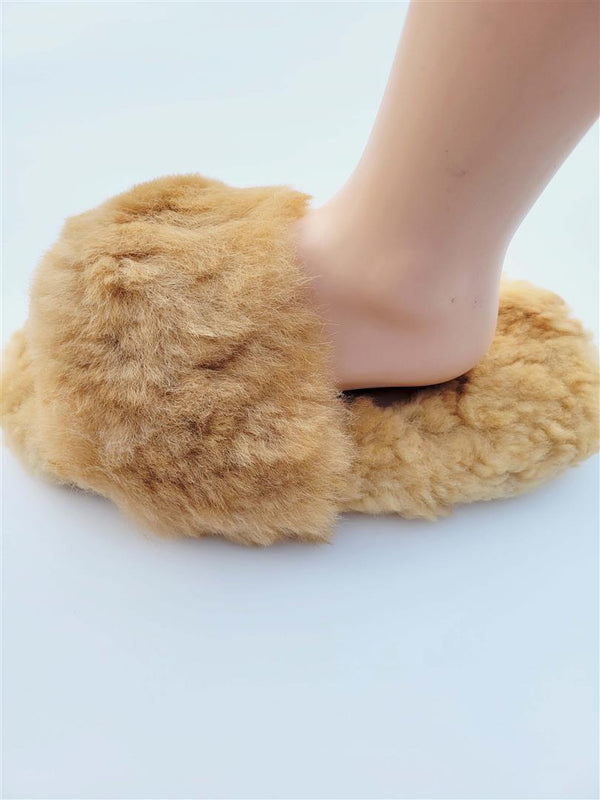 Alpaca Fur Slide-In Slippers – 100% Alpaca, Handmade in Peru