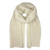 Beige knitted scarf on a white background