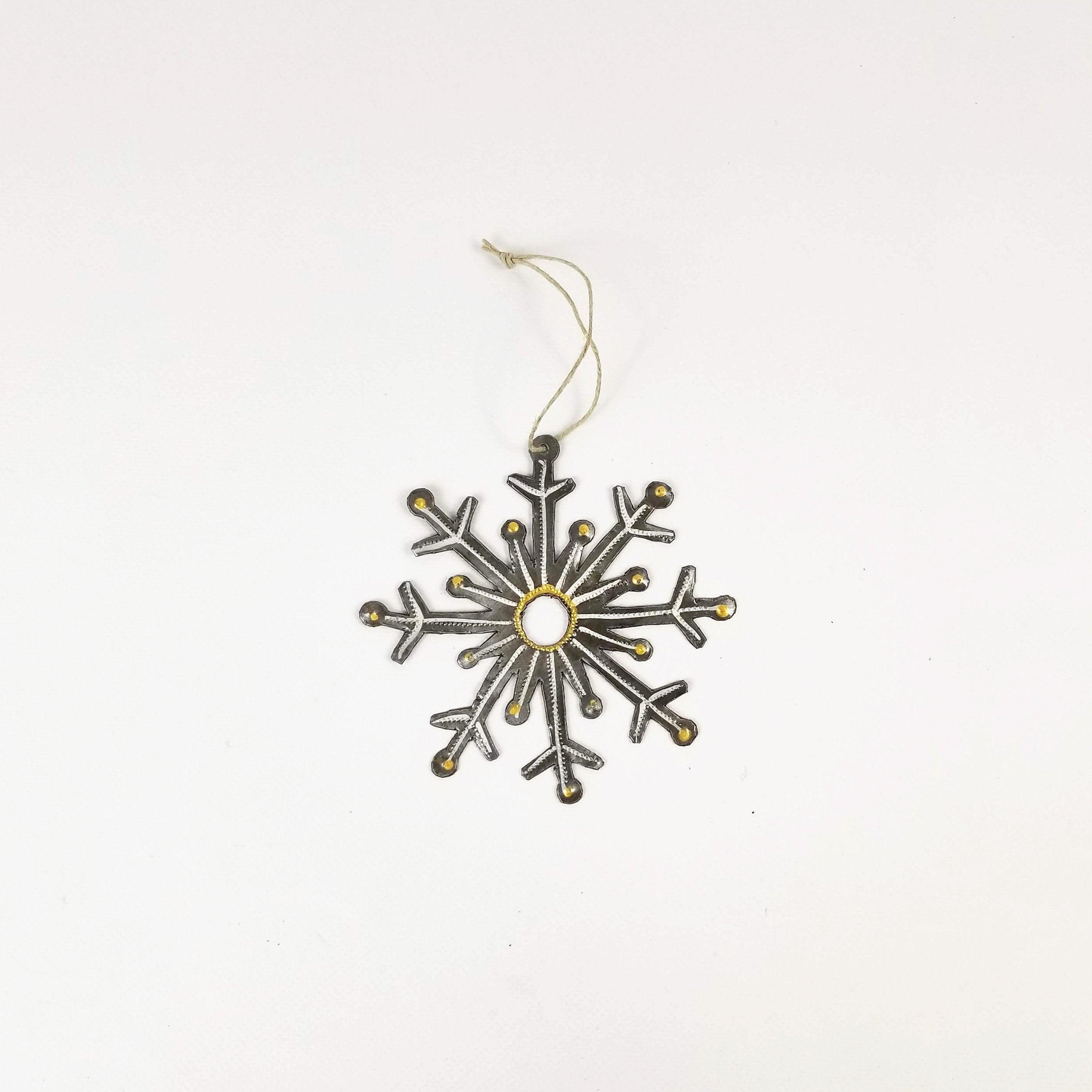 Decorative snowflake ornament on a white background