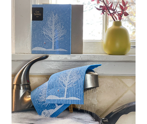 Snowy Red Cardinal Clards—Greetings that Clean Up